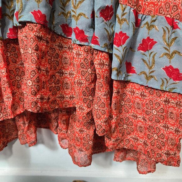 Zara Size M Ruby Dress Multicolored Printed Midi Dress V-Neck Lined Bohemian - Picture 10 of 15